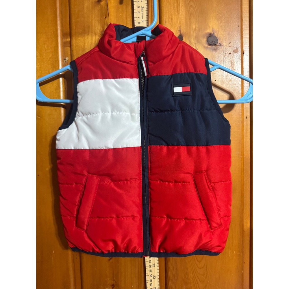 Tommy Hilfiger Toddler Boys Red Navy Colorblock Puffer Vest 18M